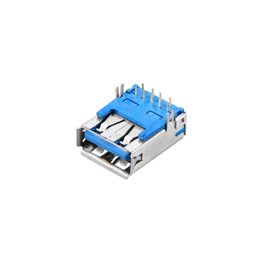 USB 3.0  , AType,Female,Right Angle Type°  DIP, Harpoon foot，No piping, I/O connector 