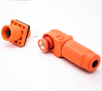 电池储能连接器120A弯式插头插座IP67单芯塑胶橙色6mm 